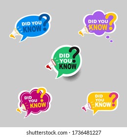 Did You Know Label banner sticker with speech bubble.vector design