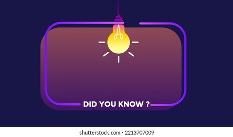 Did You Know label design with light bulb and rays. Logo design