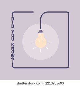 Did You Know label design with light bulb and rays. Logo design. Vector illustration