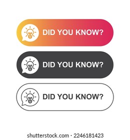 Did You Know label design. Vector illustration 