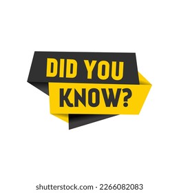 Did You Know label design icon. Did you know text in speech bubble icon. Modern vector template.
