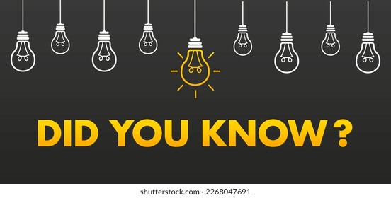 Did You Know label design with light bulb and rays. Logo design Banner design for business and advertising. Quick tips, tooltip, advice and idea for business and advertising. Vector illustration