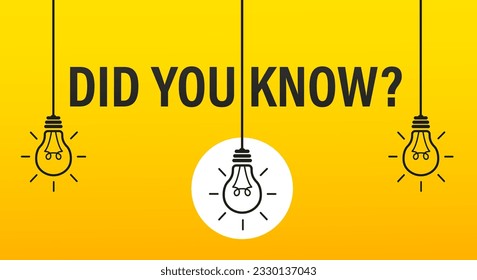 Did You Know label design with light bulb and rays. Logo design. Light bulb and rays. Banner design for business and advertising. Vector illustration