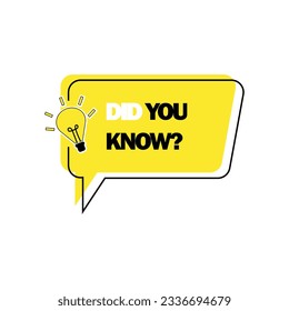 Did You Know label design with light bulb and rays. Logo design. Vector illustration
