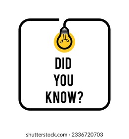 Did You Know label design with light bulb. Did You Know sign illustration vector.