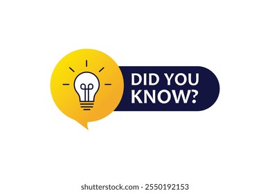 Did You Know label design with light bulb and rays. Logo design. Vector illustration.