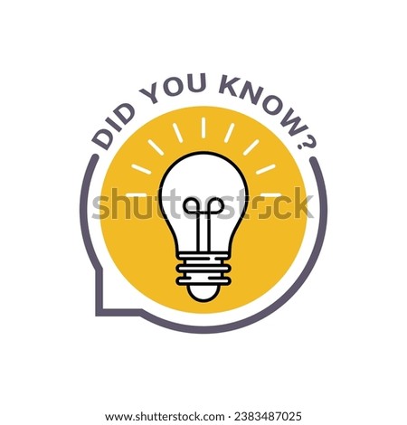 Did You Know label design with light bulbs and rays? Logo design. Vector illustration.