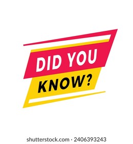 Did you know label icon design. banner for business, school, education, job. flat style vector template.