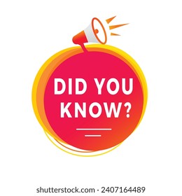 Did you know label icon design. banner for business, school, education, job. flat vector template.
