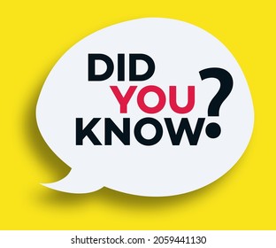 Did you know label speech bubble for life hacks, advertising, education, business, interesting funny facts, learning, education, expert tutorial, wise council, blog label, social media. Vector 10 eps