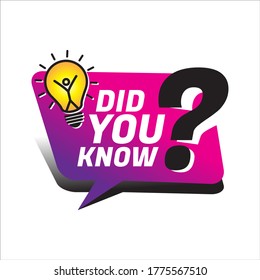 Did you know labels, question marks in gradient purple speech bubble. About interesting facts, knowledge faq isolated vector.
