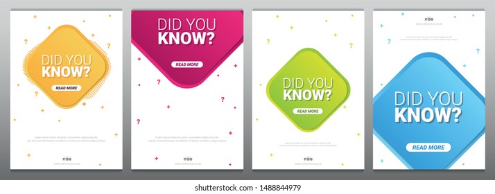 Did you know labels. Set of Banners or sticker with Interesting fact