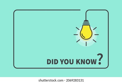 Did you know. Light bulb on green background. Creative idea and inspiration concept.Vector illustration