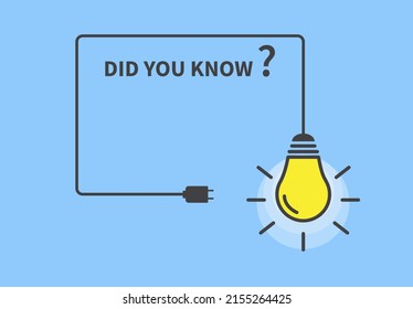 Did you know with Light bulb on blue background. Creative idea and inspiration concept. Vector illustration