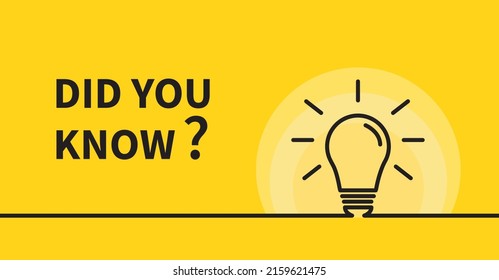 Did you know with Light bulb on yellow background. Creative idea and inspiration concept. Vector illustration