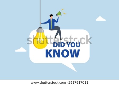 Did you know, man talk on megaphone on did you know speech bubble.