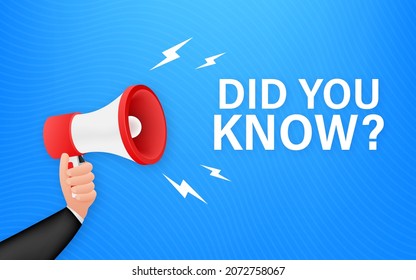 Did you know megaphone label. Vector stock illustration