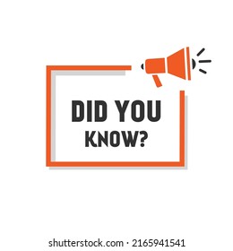 Did you know megaphone label icon. Texting quote template - vector illustration.