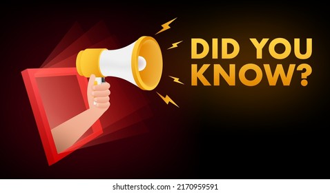 Did You Know Megaphone Label. Vector stock illustration