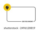 Did You Know message buble label design with light bulb and rays. template post icon for social media background, fun fact blank template fyi vector with lightbulb idea and cable symbol element