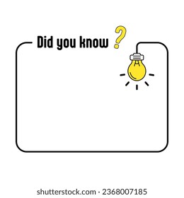 Did you know minimal square banner templates flat vector, Hanging light bulb and Frame for inserting text for advertising purposes. vector illustration.