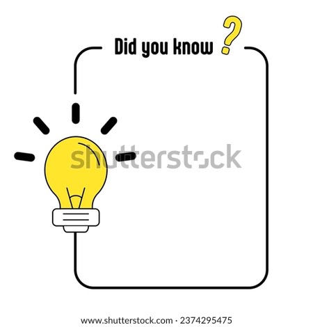 Did you know minimal square banner templates flat vector, Hanging light bulb and Frame for inserting text for advertising purposes. vector illustration.