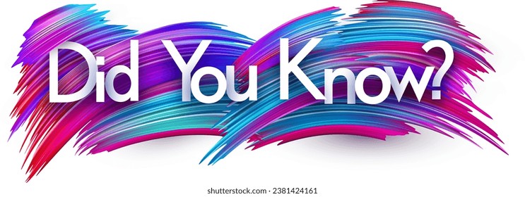 Did you know paper word sign with colorful spectrum paint brush strokes over white. Vector illustration.