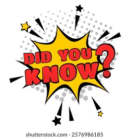 did you know and question mark, vector poster or banner, social media post, cartoon comics style