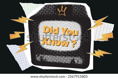 Did you know question in Modern retro TV halftone collage element with retro dotted texture. Halftone retro tv paper collage sticker