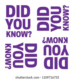 Did You Know question. did you know words