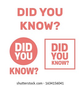 Did You Know question. did you know words