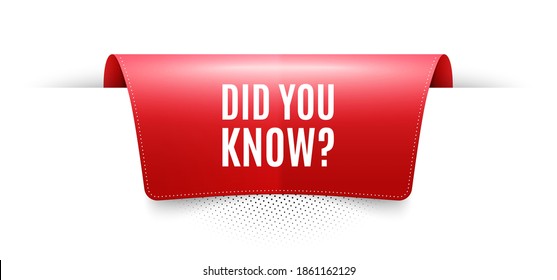 Did you know. Red ribbon label tag. Special offer question sign. Interesting facts symbol. Infographics price tag banner. Did you know badge shape. Website ribbon label banner. Vector