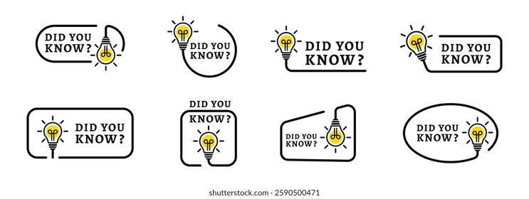 Did you know reminder vector set.
Highlights of facts and tips.
