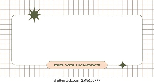 Did you know retro banner aesthetic 80s 90s nostalgic style. Vector flat illustration