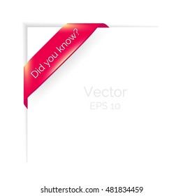 Did you know 	ribbon banner icon isolated on white background. Vector illustration