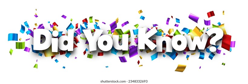 Did you know sign over cut out colorful foil ribbon confetti background. Design element. Vector illustration.