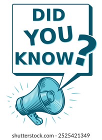 Did you know - sign with shouting megaphone and speech bubble