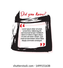 Did you know speech bubble icons. Fun fact idea label. Banner for business, marketing and advertising. Funny question sign for logo. Vector design element with hand brush strokes isolated on white. 