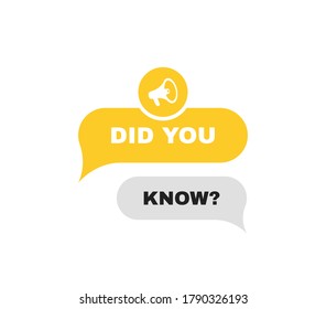 Did you know speech bubble. Message bubbles with megaphone label. Modern Vector illustration.