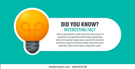 Did you know speech bubble with light bulb isolated design elements. Vector badge for interesting facts for learning, business, advertising or more