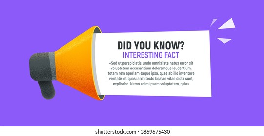 Did you know speech bubble with megaphone isolated design elements. Vector badge for interesting facts for learning, business, advertising or more