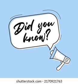 Did you know speech bubble banner. Can be used for business, marketing and advertising.
