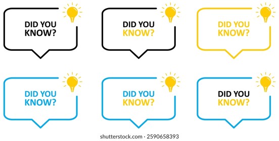 did you know speech bubble background banner with light bulb icon. vector illustration.