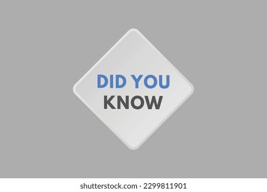Did you Know text Button. Did you Know Sign Icon Label Sticker Web Buttons