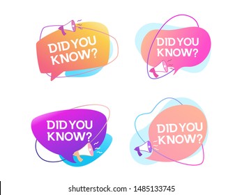 Did you know text in gradient color shape. vector illustration concept, can use for, landing page, social media template, ui, web, mobile app, poster, banner, flyer, magazine, label, voucher, coupon
