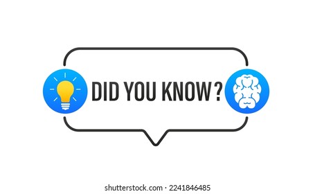 ¿Conocías el texto en el mensaje de la bombilla de luz y de la pista emergente de rayos? Diseño de logotipo. Cartel para educación, negocios, publicidad. Cartel de preguntas o sabiduría de hacer la señal de información. Ilustración del vector