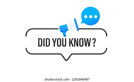 Did you know the text in the lightbulb and ray popup hint message. Logo design. Banner for education, business, advertising. Question banner or wisdom ask information sign. Vector illustration