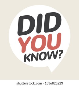Did you know text in speech bubble message. Question banner or wisdom ask sign information.