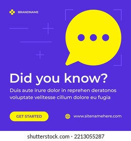 Did you know think bubble interesting information thoughtful chat speech balloon internet communication social media post vector illustration. Discussion message speech conversation ask question