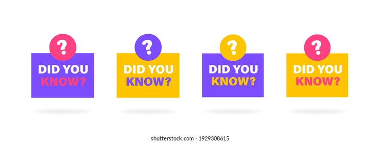 Did you know vector badge isolated on white background. Set badge with typography for article about interesting facts or life hacks. Label for blog and social media.